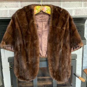 Vintage Brown Fur Stole , shawl, wrap